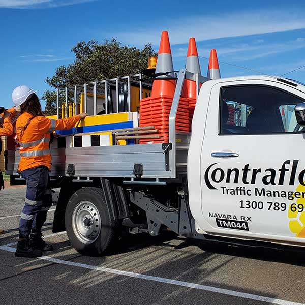 Contraflow Employees loading equipment